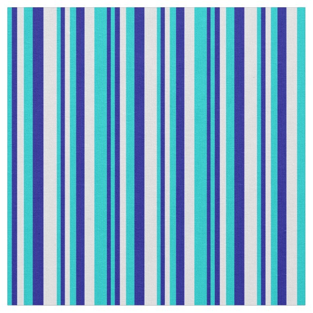 Dark Turquoise, Dark Blue, and Lavender Stripes Fabric (Close Up)