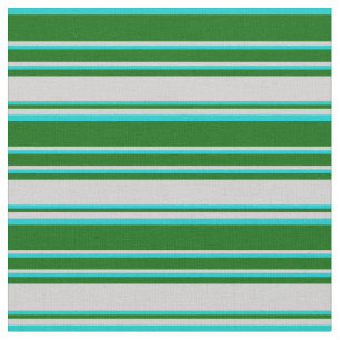 Dark Turquoise, Dark Green & Light Grey Lines Fabric