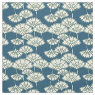 Dark turquoise floral Japanese pattern Fabric