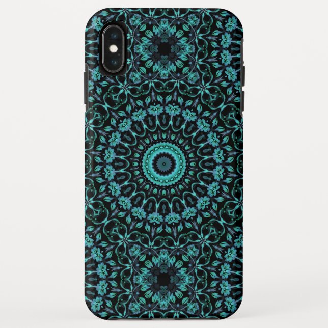 Dark Turquoise Floral Mandala Case-Mate iPhone Case (Back)