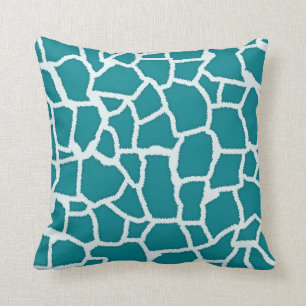 Dark Turquoise Giraffe Animal Print Cushion
