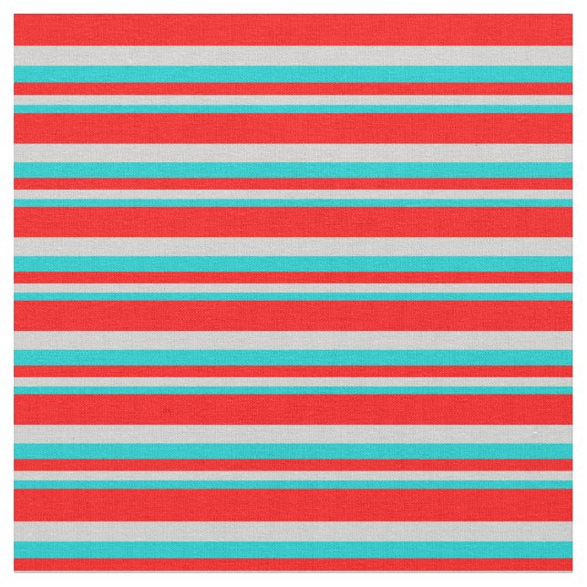 Dark Turquoise, Light Grey, and Red Pattern Fabric (Close Up)