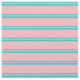 Dark Turquoise & Light Pink Lines Pattern Fabric