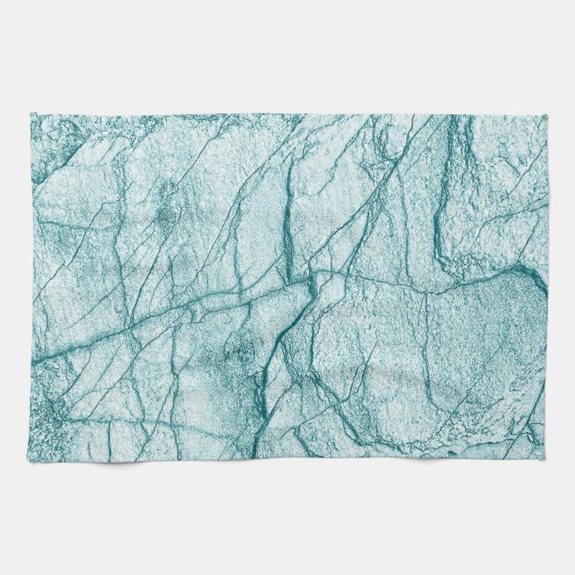 Dark Turquoise Marble Look Tea Towel (Horizontal)