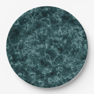 Dark turquoise , marble paper plate