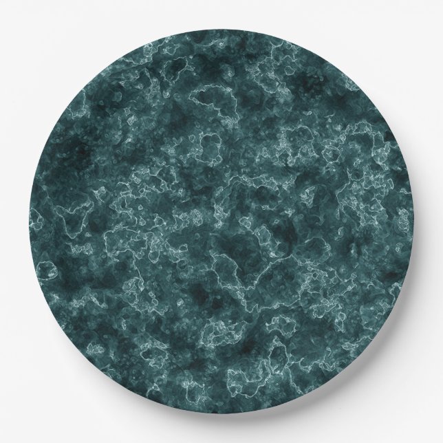 Dark turquoise , marble paper plate (Front)