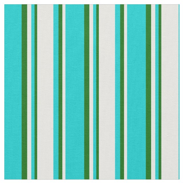 Dark Turquoise, Mint Cream & Dark Green Coloured Fabric (Close Up)