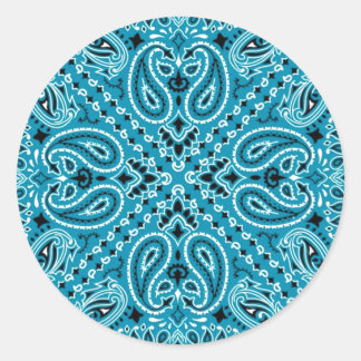 Dark Turquoise Paisley Western Bandanna Scarf Prin Classic Round Sticker