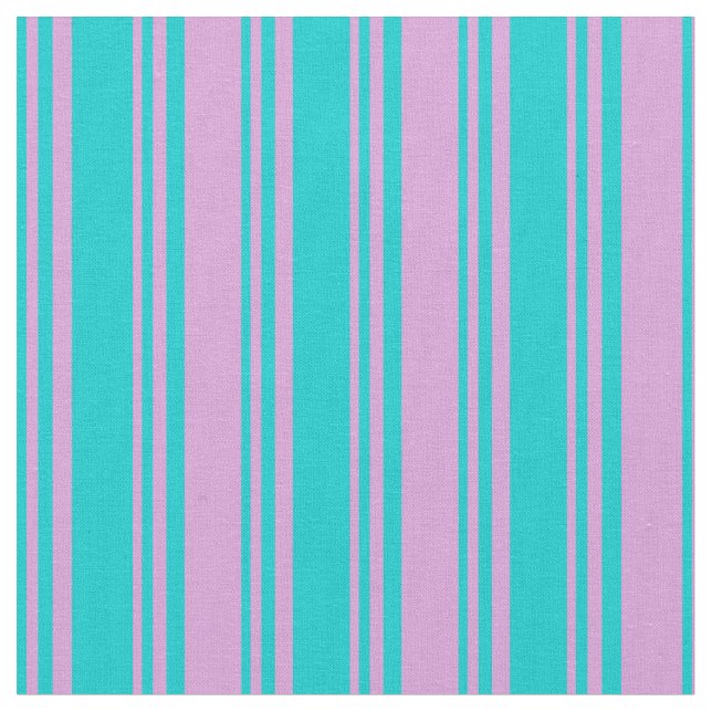 Dark Turquoise & Plum Lines Fabric (Close Up)