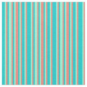 Dark Turquoise, Salmon & Aquamarine Pattern Fabric