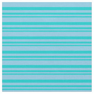 Dark Turquoise & Sky Blue Coloured Stripes Pattern Fabric