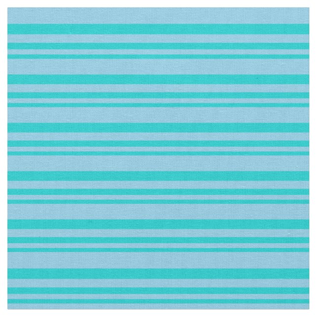 Dark Turquoise & Sky Blue Coloured Stripes Pattern Fabric (Close Up)