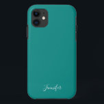 Dark Turquoise Solid Colour Custom Monogram Case-Mate iPhone Case<br><div class="desc">Chic solid colour phone case in dark turquoise,  my favourite shade of deep teal. A gorgeous deep colour with your custom monogram. Personalise with your name in elegant white script.</div>