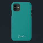 Dark Turquoise Solid Colour Custom Monogram Case-Mate iPhone Case<br><div class="desc">Chic solid colour phone case in dark turquoise,  my favourite shade of deep teal. A gorgeous deep colour with your custom monogram. Personalise with your name in elegant white script.</div>