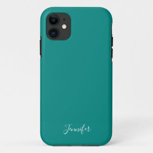 Dark Turquoise Solid Colour Custom Monogram Case-Mate iPhone Case
