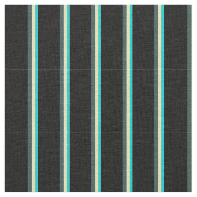 Dark Turquoise, Tan, Dark Slate Grey, and Black Fabric (Close Up)