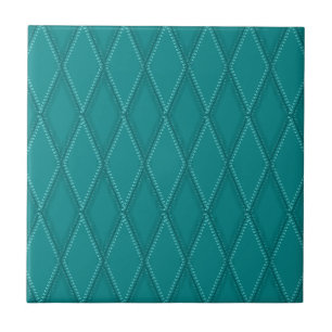 Dark Turquoise Teal Diamond Pattern Tile