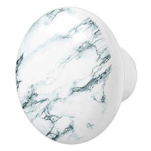 Dark Turquoise Vein Marble Look Ceramic Knob