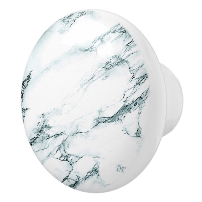Dark Turquoise Vein Marble Look Ceramic Knob (Right)