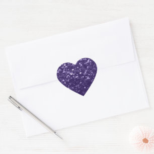 Dark ultra violet purple glitter sparkles heart sticker