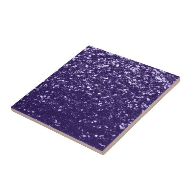 Dark ultra violet purple glitter sparkles tile (Side)