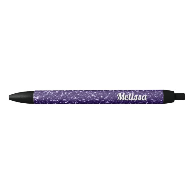 Dark ultra violet purple sparkles Personalise Black Ink Pen (Front)