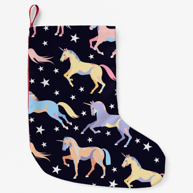 Dark Unicorn Fantasy: Magical Seamless. Small Christmas Stocking (Front)