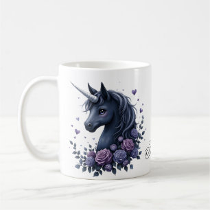 Dark Unicorn Portrait in a Round Frame  Coffee Mug