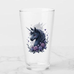 Dark Unicorn Portrait in a Round Frame Glass