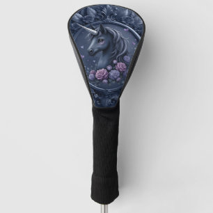 Dark Unicorn Portrait in a Round Frame  Golf Head Cover