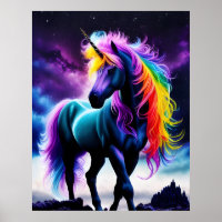 Dark Unicorn with Rainbow Mane
