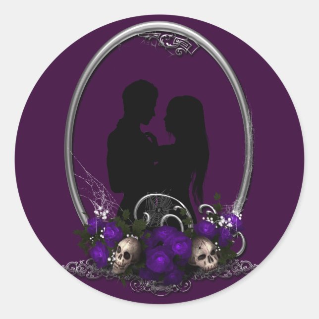 Dark Union Vampire Goth Wedding Classic Round Sticker (Front)