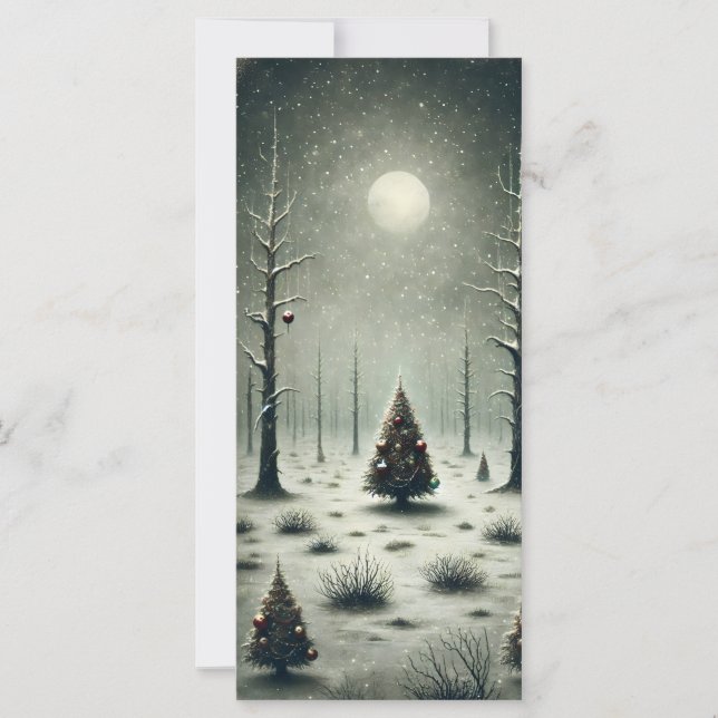 Dark Unique Winter Night Christmas Card (Front)