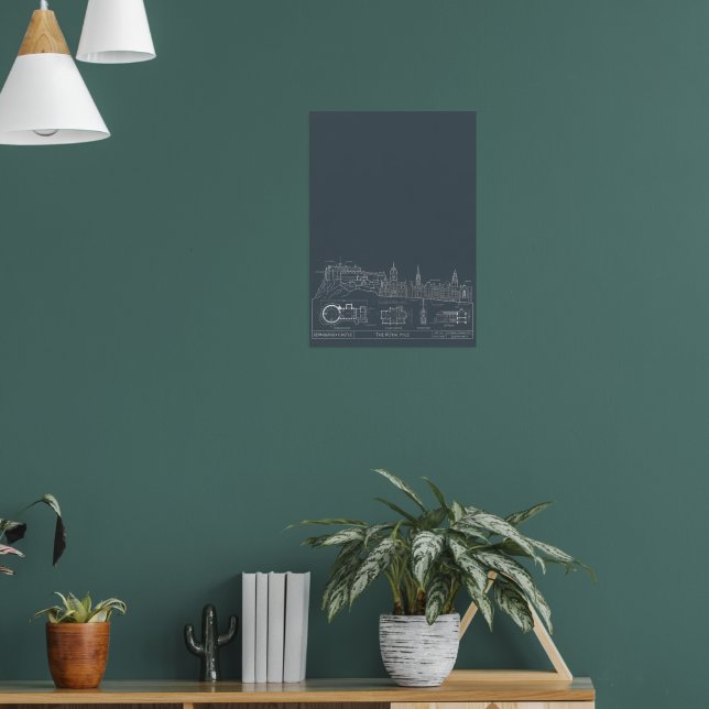 Dark Urban Blueprint City Poster (Living Room 1)