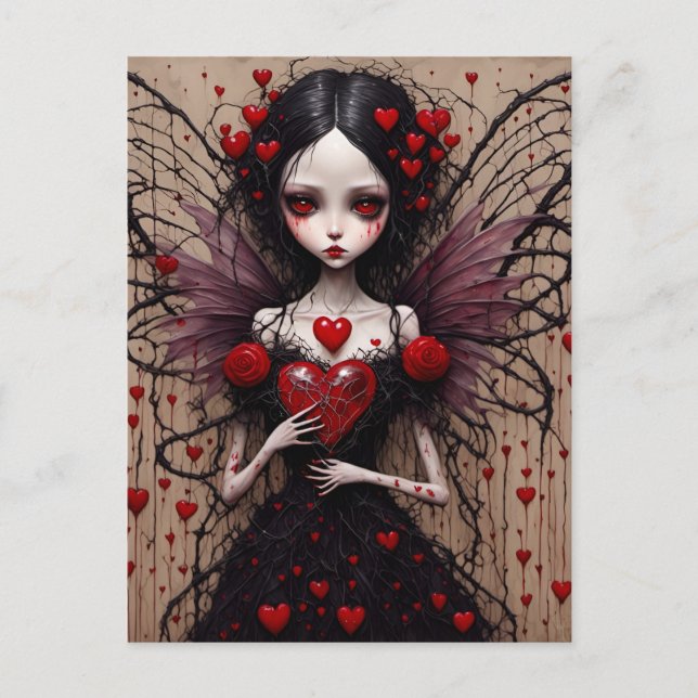 Dark Valentine Vampire Fairy Postcard (Front)