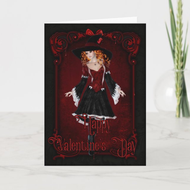 Dark Valentine's Day Witch Card (Front)