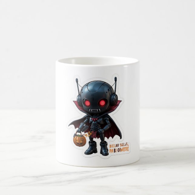 Dark Vampire Robot Halloween Spooky Sci-Fi Coffee  Mug (Center)
