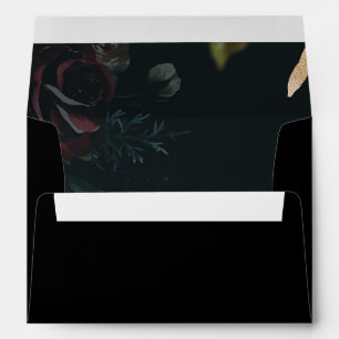 Dark Velvet Burgundy Rose Autumn Winter Wedding Envelope