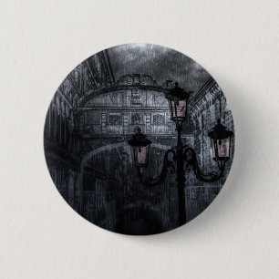 Dark Venice Rain Bridge of Sighs at Night 6 Cm Round Badge