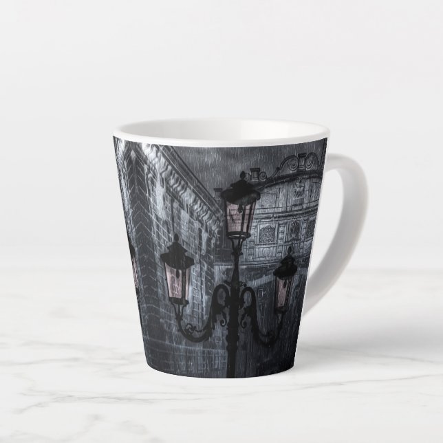 Dark Venice Rain Bridge of Sighs at Night Latte Mug (Right Angle)