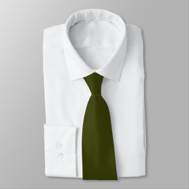 Dark Verdun Green Modern Solid Colour     Tie (Tied)