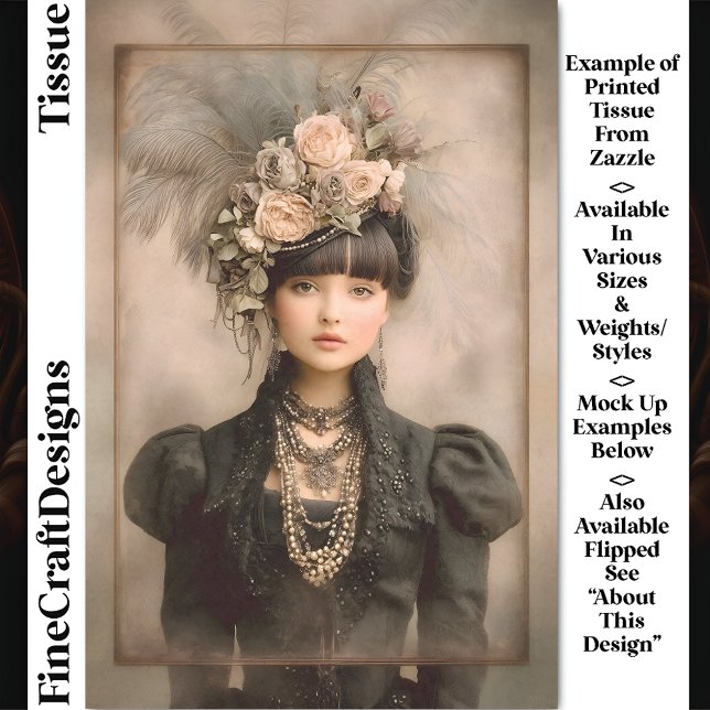 Dark Victorian Fashion, Feathers DX8L Decoupage Tissue Paper (Creator Uploaded)