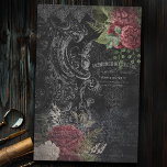 Dark Victorian French Rose Ephemera Decoupage Tissue Paper<br><div class="desc">Ornate engraved scrollwork,  silver lace,  burgandy roses and french script on shabby black damask background.</div>
