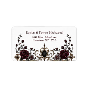Dark Victorian Gothic Floral Wedding Address Label