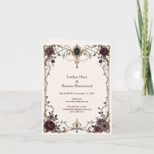 Dark Victorian Gothic Floral Wedding Invitation