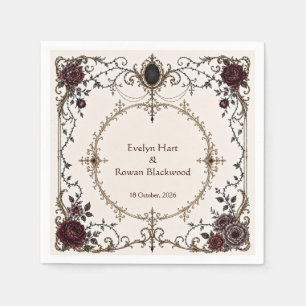 Dark Victorian Gothic Floral Wedding Paper Napkin
