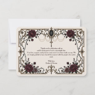 Dark Victorian Gothic Floral Wedding Thank You Not Card