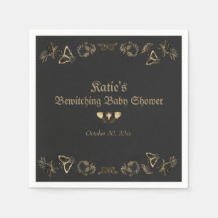 Dark Victorian Gothic Halloween Baby Shower Napkin