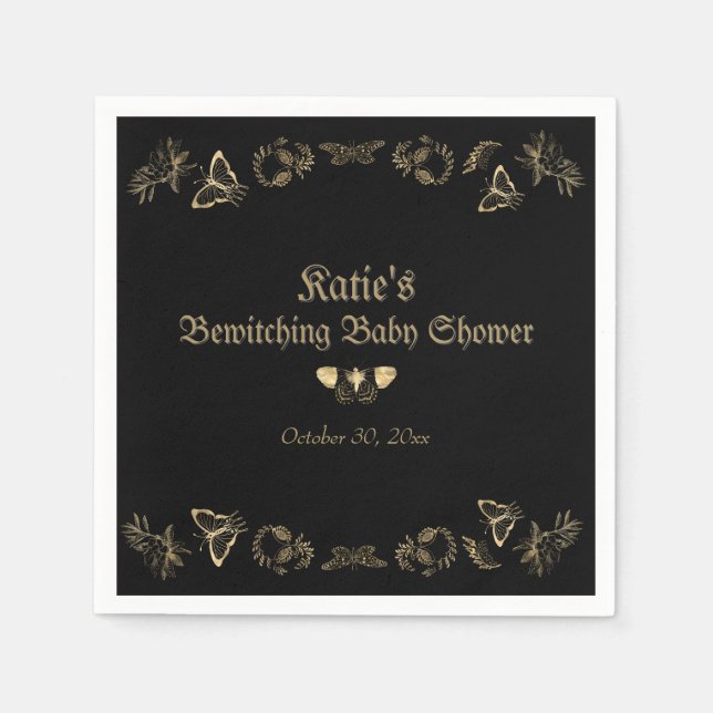 Dark Victorian Gothic Halloween Baby Shower Napkin (Front)