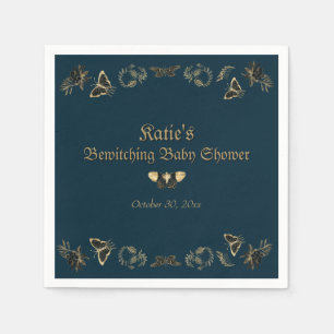 Dark Victorian Gothic Halloween Baby Shower Napkin